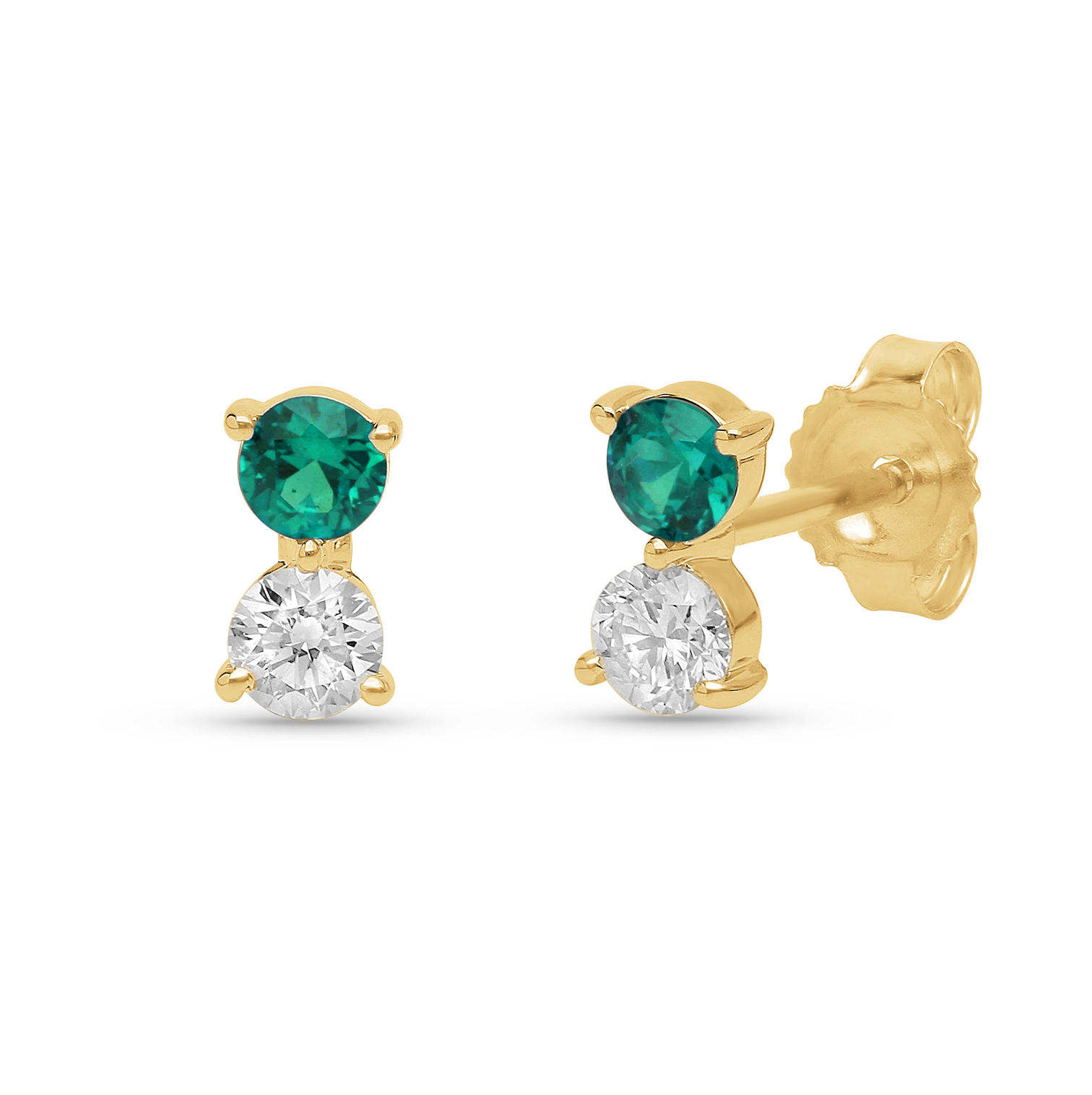 Sabel Collection Yellow Gold Emerald and Diamond Drop Earrings